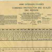 Army Extension Courses. Combined Protractor and Scales, 1941 Revision. Time and Space Scale.