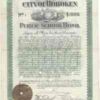 Digital image, printed document: City of Hoboken, Public School Bond, $1000. Issued March 1, 1897. Maturing March 1, 1917.