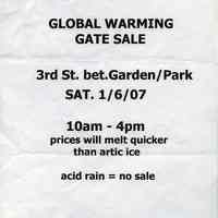 Sign for gate sale, 3rd St. between Garden St. & Park Ave., Hoboken, Jan. 6, 2007.