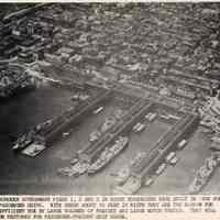 Digital image of B+W aerial photo of Hoboken piers 1, 2 and 3, Hoboken, no date, circa 1945-1947.