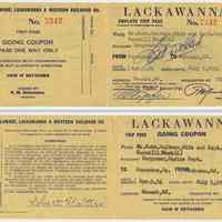 Pass / ticket: D.L.& W. R.R. Employee Trip Pass; Robt. Walters & family; R/T Hoboken-Scranton, issued 1954.