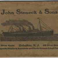 Wallet, ticket: John Steneck & Sons, 95 River St and 222 River St., Hoboken, n.d., ca. 1900-1910.