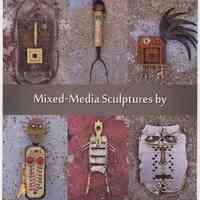 Postcard: "Friends & Relations: Mixed-Media Sculptures by Jodie Fink & Jennifer Place", HHM Upper Gallery exhibit, Hoboken, Apr. 30-June 12, 2011.