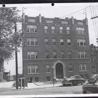 B&W photo of apartment building at 70 Summit Avenue, Jersey City.
