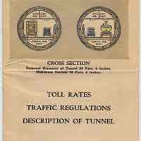 Brochure: The Holland Tunnel. Effective Nov. 13, 1927. Toll Rates. Traffic Regulations. Description of Tunnel.