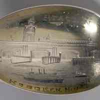 Spoon, commemorative: engraved vignette depiction of D.L. [&] W. Station, Hoboken, N.J., n.d., ca. 1907-1910.