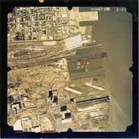          Color aerial photo of Hoboken from Grand Street to the waterfront; Newport, Jersey City to 2nd Street, April 27,1987. picture number 1
   