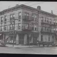 B&W photo of mixed-use apartment building at 555 Ocean Avenue, Jersey City.