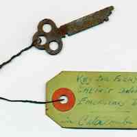 Key for Ferry Cabinet containing Emergency Tickets in Catacombs, no place (Hoboken), no date, prior to 1967.