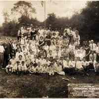 Sepia-tone group photo of Autographic Register Company employee outing in Maplewood, N.J., August 23, 1924.