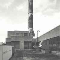 Digital image of B+W photo of former Maxwell House Coffee plant interior, Can Factory, roof, Hoboken, 2003.