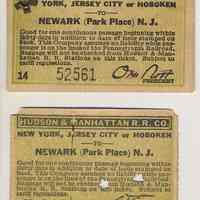 Printed tickets, 4, of the Hudson & Manhattan Railroad Co., 1929-1932.