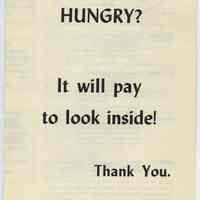 Menu: Erie (Lackawanna Railroad or Railway Co.) Dining Car Menu. No date, circa 1968-1971.