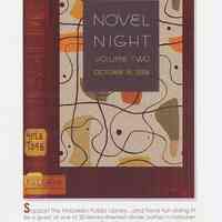 Poster: Novel Night. Vol. Two. October 18th, 2008. Hoboken Public Library Benefit.