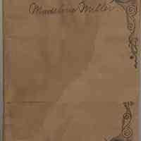 Van Buren Adjustable Book Cover on a softcover book of poetry belonging to Madeline Miller, 716 Bloomfield St., Hoboken, N.J. Circa 1901-1910.
