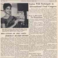 Lipton News. Vol. XI, No. 13. August 31, 1962. Published by Thomas J. Lipton, Inc., Hoboken, N.J.