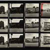 B+W negative contact sheet of images of Hoboken taken by John Conn. no date, [1976].