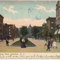 Postcard: 11th Street looking West, Hoboken, N.J. Postmarked Feb. 4, 1908.