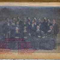         group photo with printed tissue guard with identification key, enhanced
   