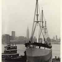 B+W photo of the sailing ship Wavertree at Bethlehem Steel Shipyard, Hoboken, n.d., ca, late May-early June 1981