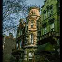          Color slide of eye-level view of brownstone facades at 921 and 925 Hudson Street between 9th and 10th picture number 1
   