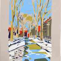 Print: Melting Snow, Columbus Park. Artwork by Ricardo Roig, Hoboken, 2012.