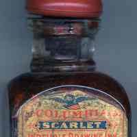 Ink bottle: Columbia Scarlet Indelible Drawing Ink. Keuffel & Esser Co., New York. (Manufactured in Hoboken.)