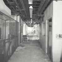 Digital image of B+W photo of former Maxwell House Coffee plant interior, Offices & Laboratory, basement, Hoboken, 2003.