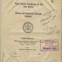 Document: Modifying Certificate of Public Service Commission to H. & M. R.R., April 1916. Printer