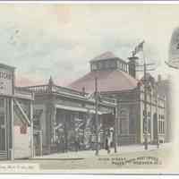 Postcard: River Street North from Post Office, Hoboken, N.J. (Hamburg-American Line.) Postmarked, date not legible, possibly year 1908.
