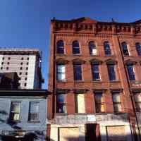 Color slide of building under renovation on or near Newark and Garden Sts., Hoboken, ca 1983.