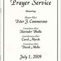 Program: Interfaith Prayer Service for Mayor-Elect Peter Cammarano; Council Members, OLG, Hoboken, July 1, 2009.
