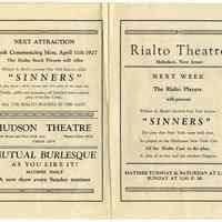 Program: Rialto Stock Players presentation of "The Gorilla." Week of Oct. 11, 1926. [The Rialto Theatre, 118 Hudson St., Hoboken].