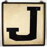 Sign from Pier B: "J"; indicator for loading position in pier shed, Hoboken.