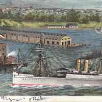 Postcard: Ship in Harbor, Hoboken, NJ