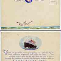 Postcard: United States Lines souvenir folder postcard, (N.Y.), n.d., ca. 1924-1929.