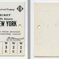Ticket, transportation, sample: Erie-Lackawanna Railroad. Yearly Ten Trip Ticket Between Short Hills & N.Y. 1967.