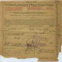 Bill of Lading. Delaware, Lackawanna & Western R.R. Co. Received at Hoboken City. N.d.: April 2, no year (circa 1903-1905).