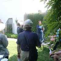 Digital color image of the gardens and people on the Secret Gardens Tour, Hoboken Historical Museum, Hoboken, June 9, 2002.