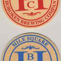 Bar beer coaster: Mile Square; Hoboken Brewing Company, Hoboken, no date, ca. 1995.