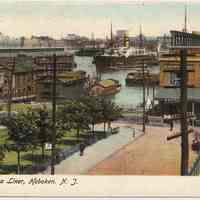 Postcard: Docking a Liner, Hoboken, N.J. No date, circa 1901-1907; unposted.