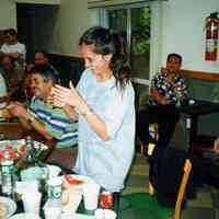 Color photo of the interior of the Monte San Giacomo Democratic Club, Inc. at 531 Adams St., during a Museum visit, Hoboken, July 9, 2000.