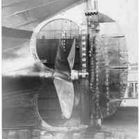 B+W photo of a side view of the steerage of the S.S. City of Savannah, Hoboken, 1937.