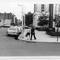 B+W photo of view north up River Street from Newark St., Hoboken, n.d., ca. 1965-1969.