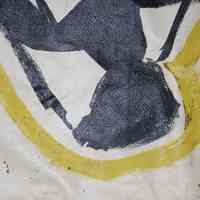          detail of Chaplin, necktie; texture of paint and fabric
   