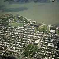 Digital reference image of color aerial view of Hoboken, June 6, 2003. Image number 8581. Photographer, Lee Ross, "Aerial Photography by Rosspilot."