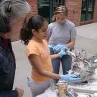 Color photos, 16, of mask making workshop at Hoboken Historical Museum, June 4, 2006.