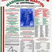 Flier: Hoboken Italian Festival in honor of Madonna dei Martiri, 78th Anniversary, Hoboken, N.J., Sept. 9-12, 2004.