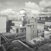 Digital image of B+W photo of former Maxwell House Coffee plant exterior, overview looking northeast from top of Soluble Building, Hoboken, 2003.