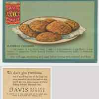          1. recipe card, front (enlarged) & back: oatmeal cookies
   